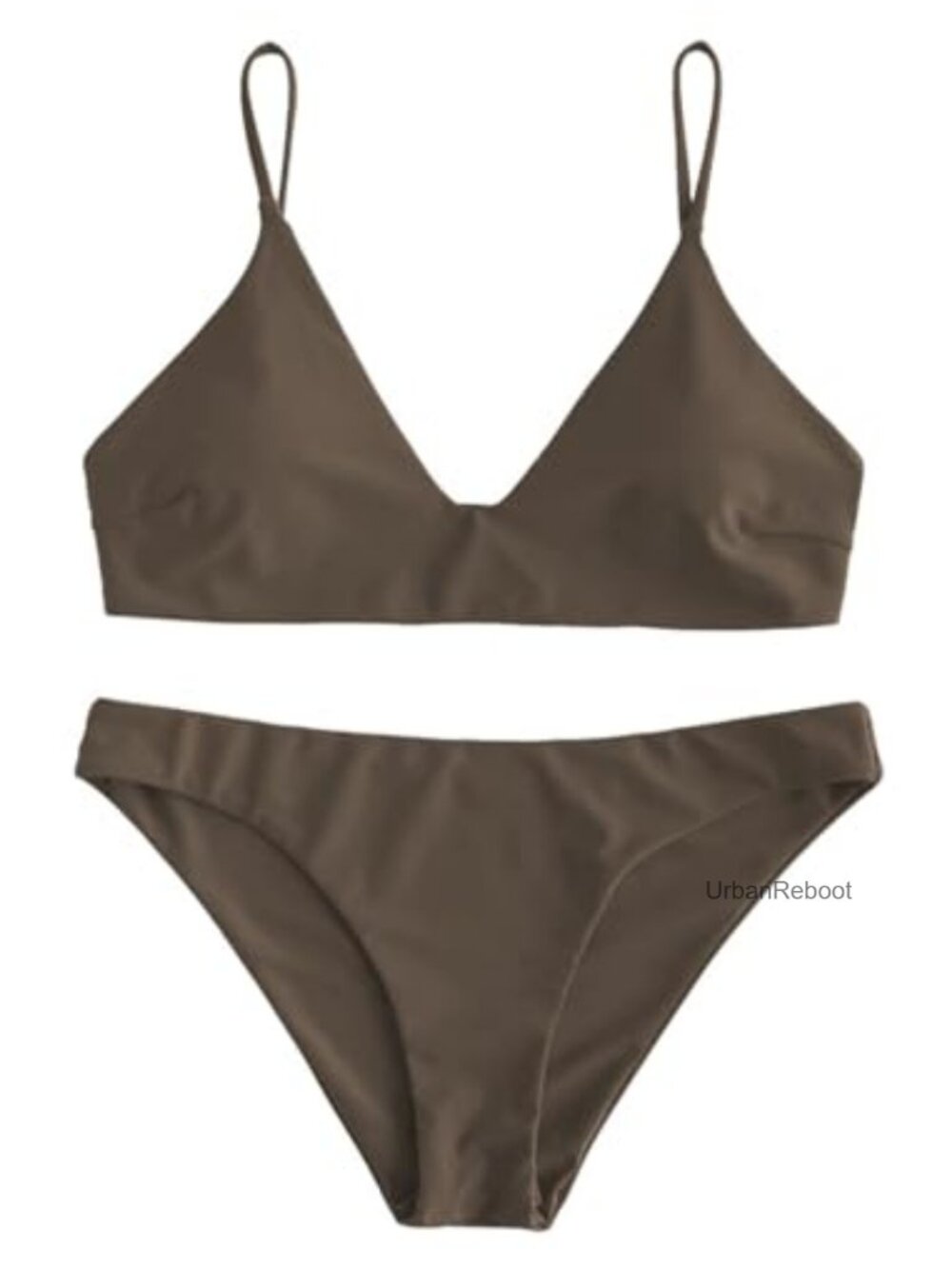 Women's Ribbed Cutout Spaghetti Strap Bikini Set High Cut Cheeky Swimsuit
